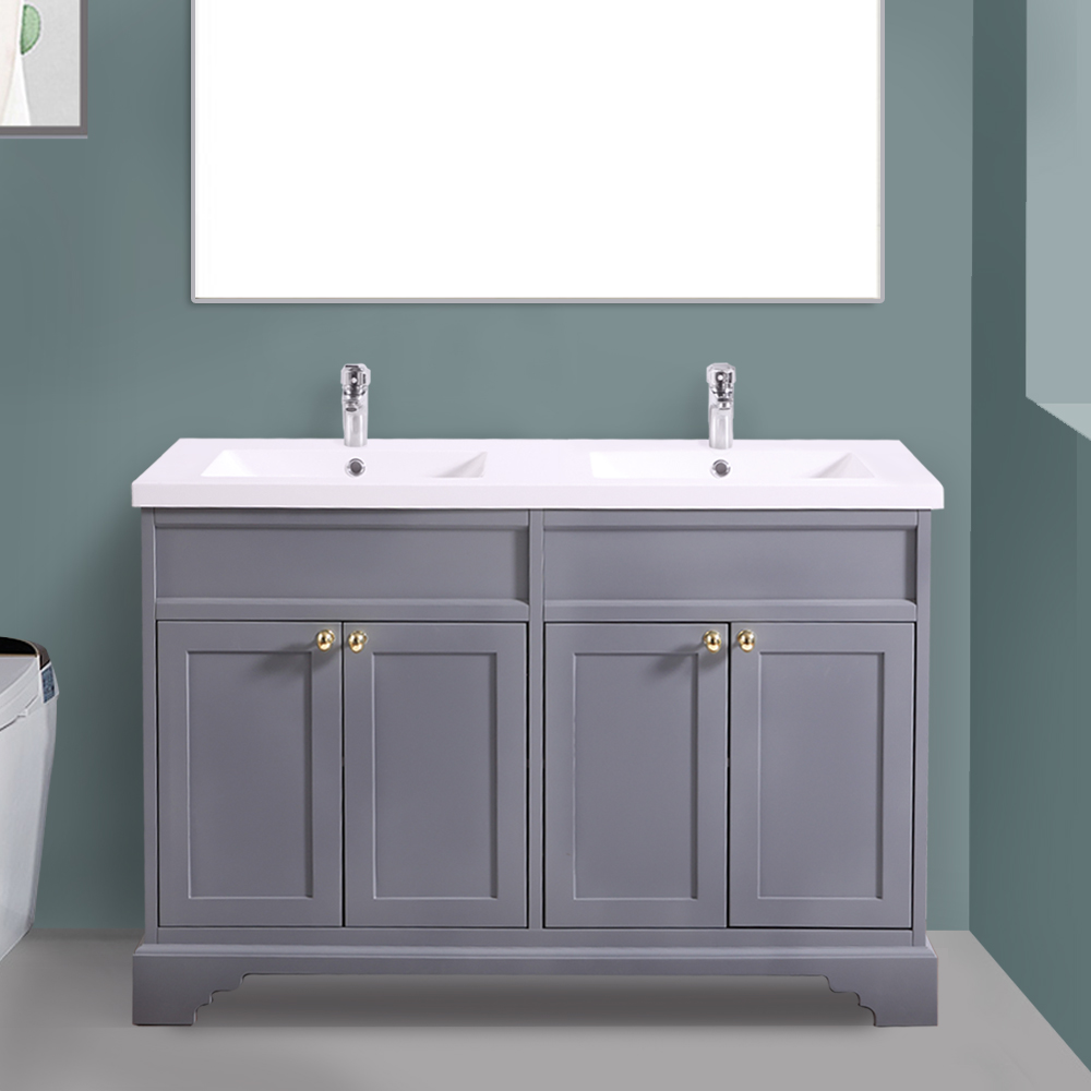 Traditional Bathroom Basin Vanity Unit Sink Storage 4 Doors Cabinet Grey 1200mm Ebay