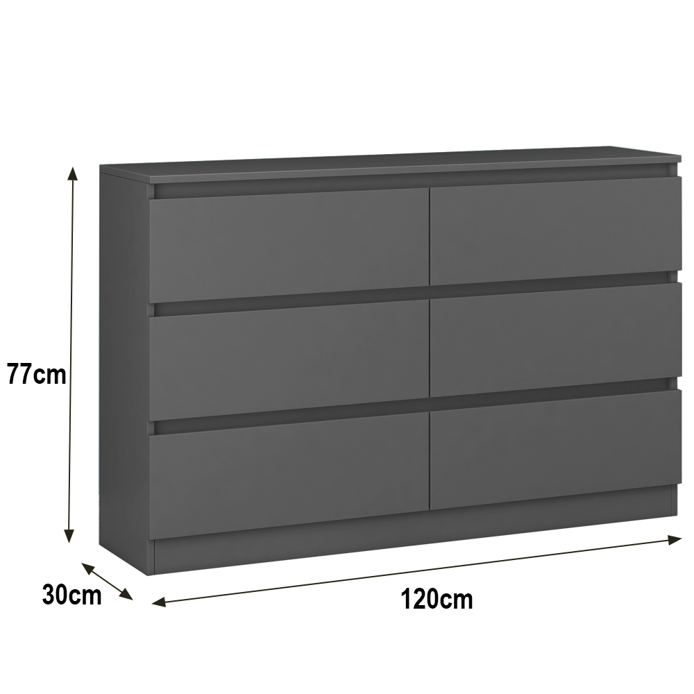Dark Grey 2 3 4 5 6 8 Drawer Chest of Drawers Bedside Cabinet Nightstand Bedroom
