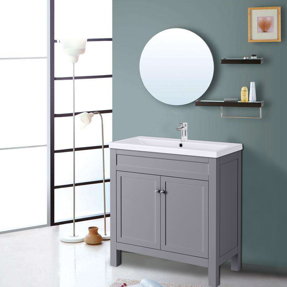 Bathroom 600mm 800mm Matte Grey Vanity Unit Basin Sink Toilet WC Tall Cabinet UK