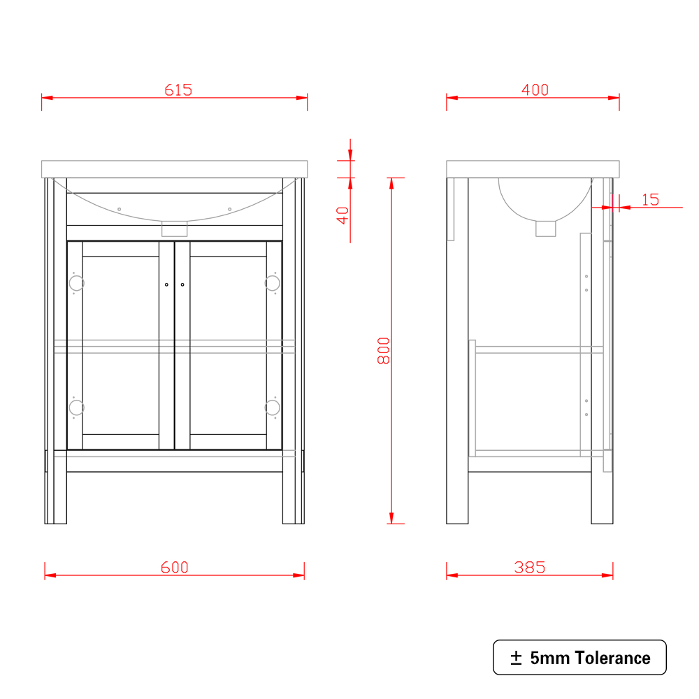 Grey Bathroom Vanity Unit Storage Traditional 2 Doors Furniture 600mm eBay