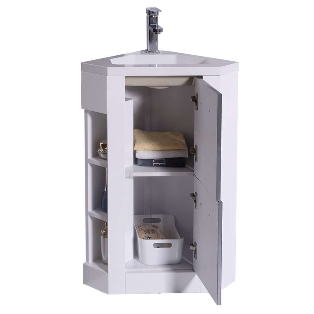 Creatice Corner Sink Cabinet Storage with Simple Decor