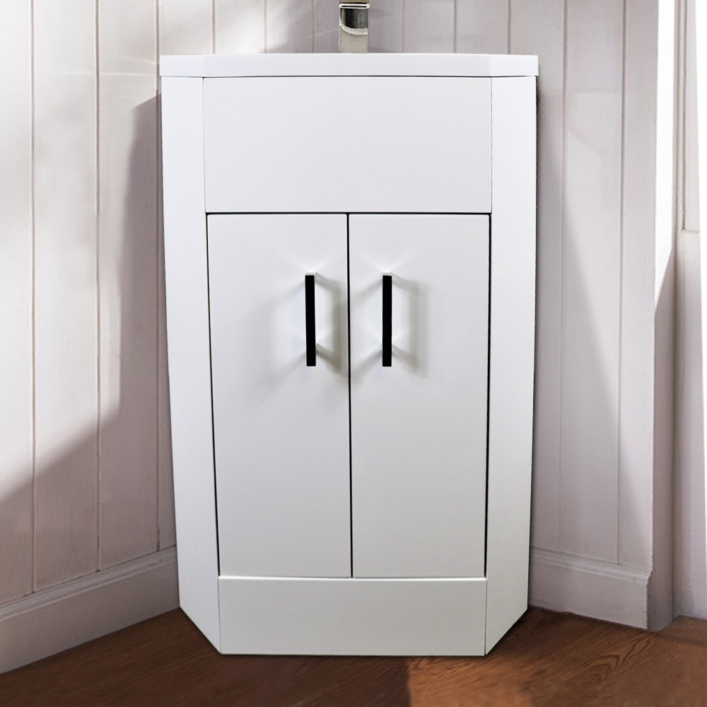 Bathroom Corner Vanity Unit Storage Cloakroom Door Furniture White 7425650139611 eBay