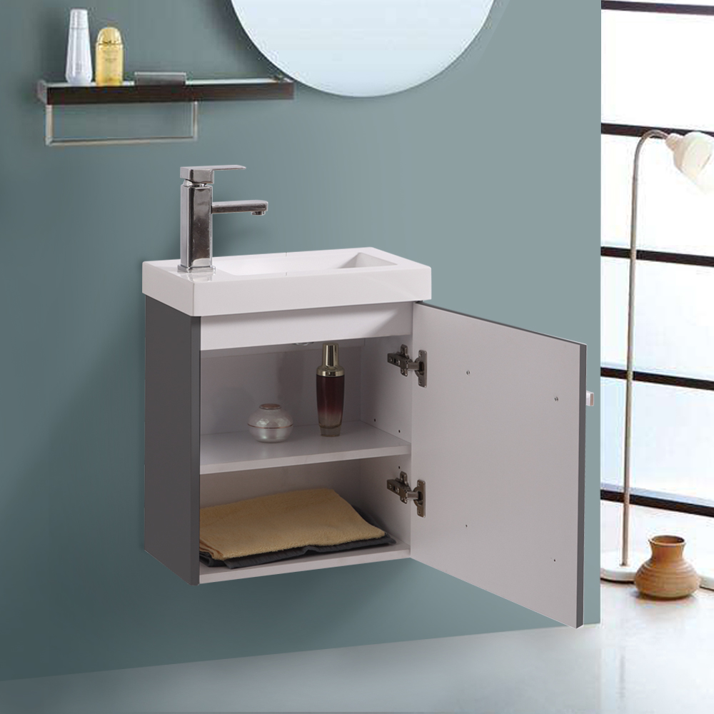 Bathroom Vanity Unit Basin Sink Cloakroom Compact Storage Gloss