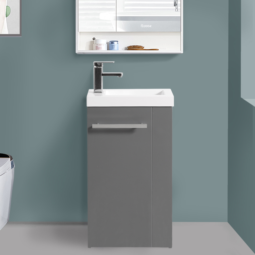 Nrg Bathroom Vanity Corner Unit Floor Standing Compact Sink Cabinet Storage Furniture Gloss Grey Diy Tools Suarabanjarnegara Bathroom Sinks