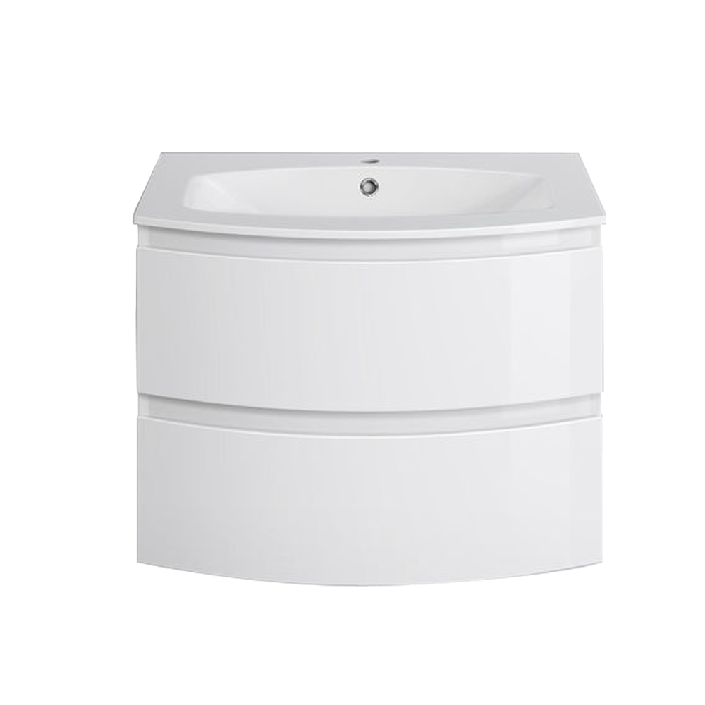 Modern Bathroom Curved Vanity Unit Storage 700mm Wall Hung Cabinet Gloss White Ebay 