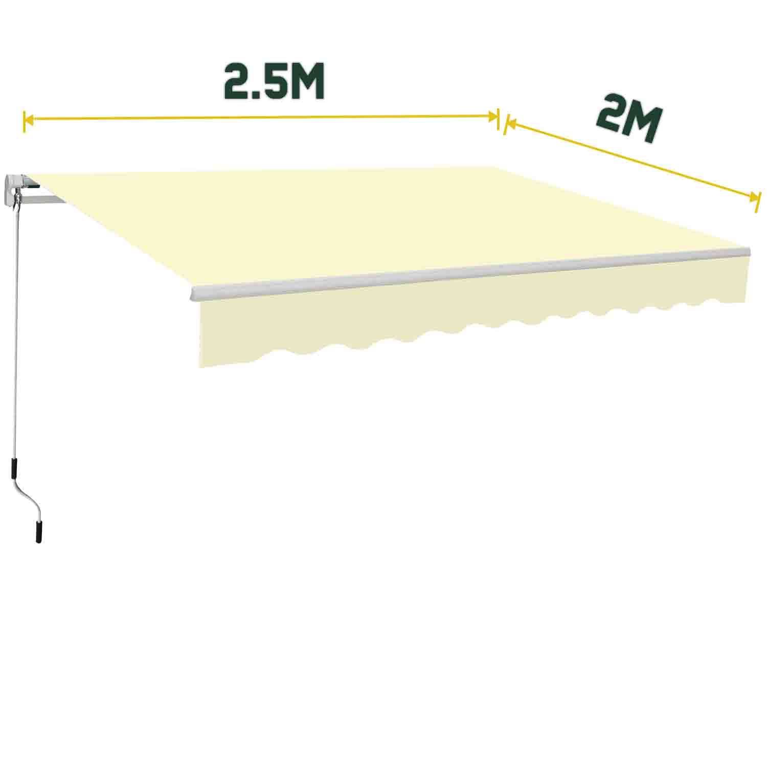 2.5 x 2m Manual Awning Canopy Garden Patio Sun Shade Shelter ...