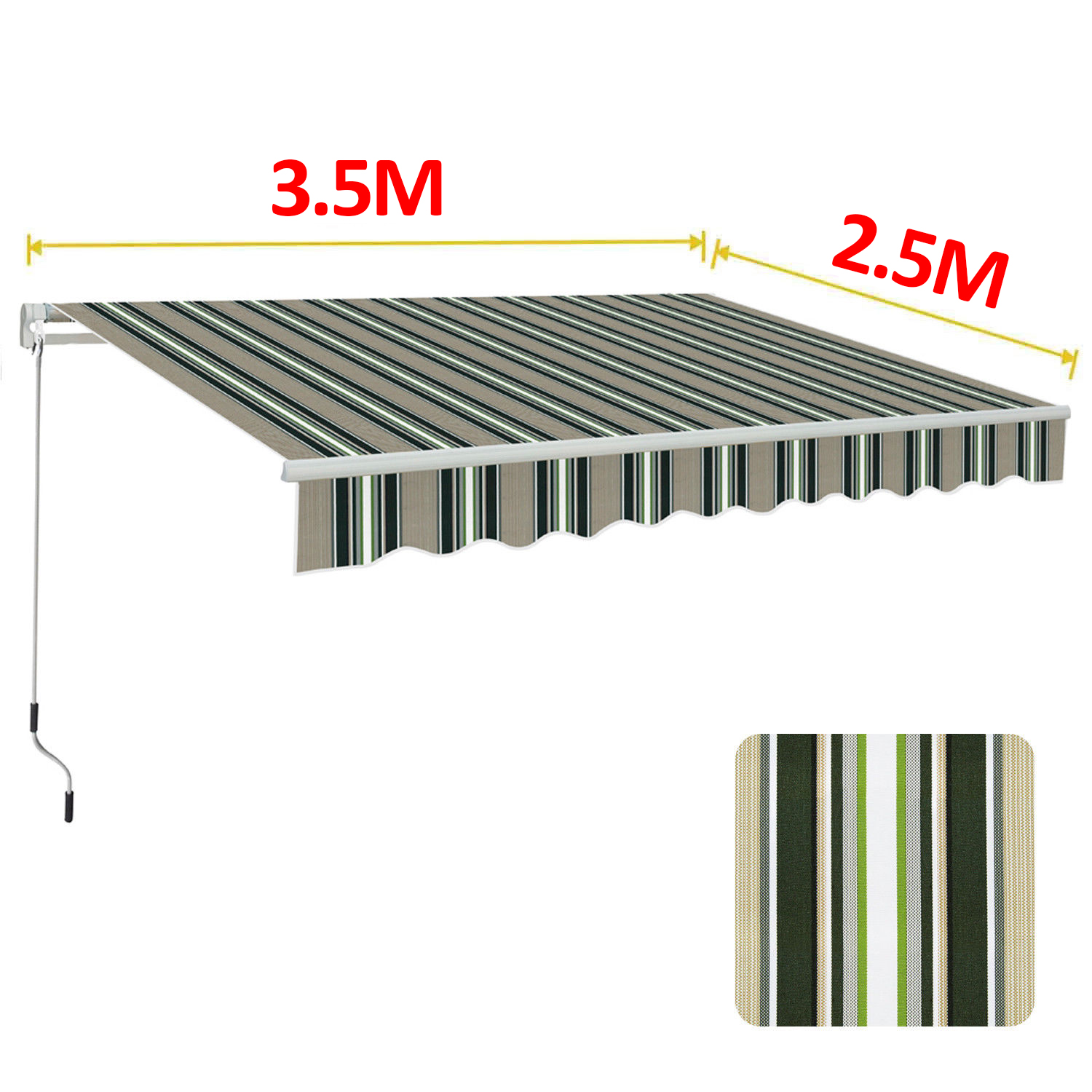 Retractable 2/2.5/3/3.5/4M Awning Canopy Outdoor Patio Garden Sun Shade Shelter