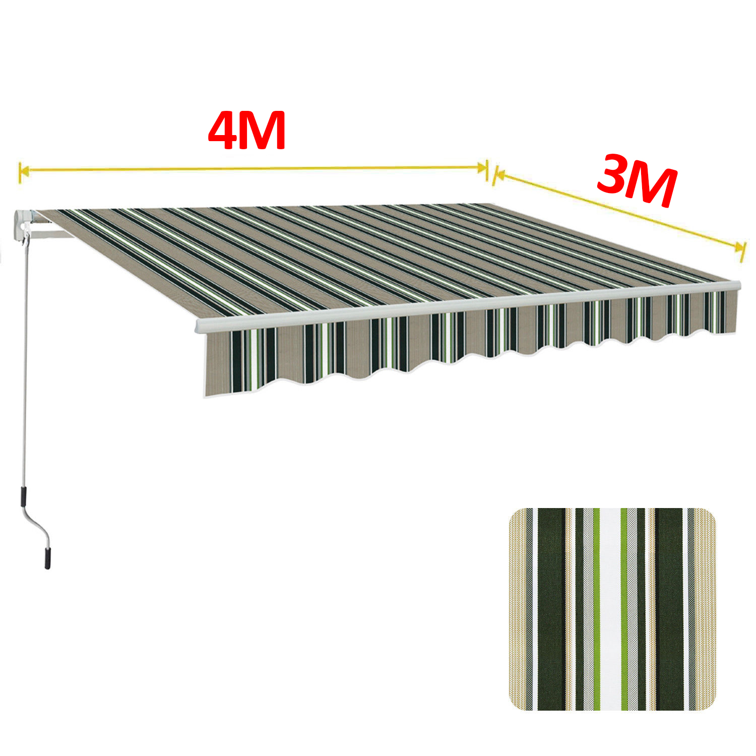 2/2.5/3/3.5/4M Awning Canopy Outdoor Patio Garden Sun Shade Retractable Shelter