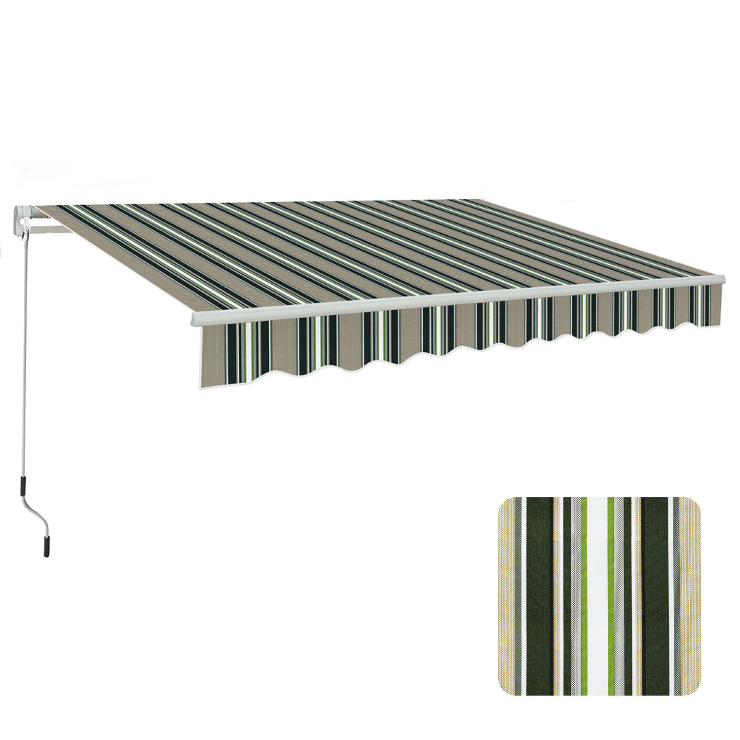 Manual DIY Patio Awning Outdoor Garden Canopy Sun Shade Retractable Shelter