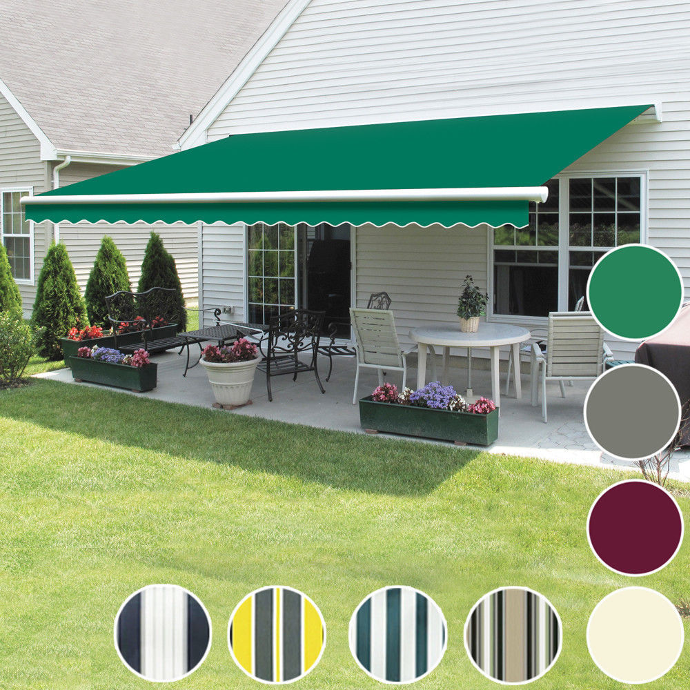 PatioDIY Manual Awning Canopy Outdoor Patio Garden Sun Shade Retractable Shelter