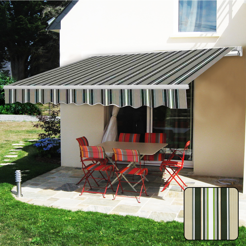 2.5m x 2m Manual Awning Retractable Canopy Garden Sun Shade Outdoor