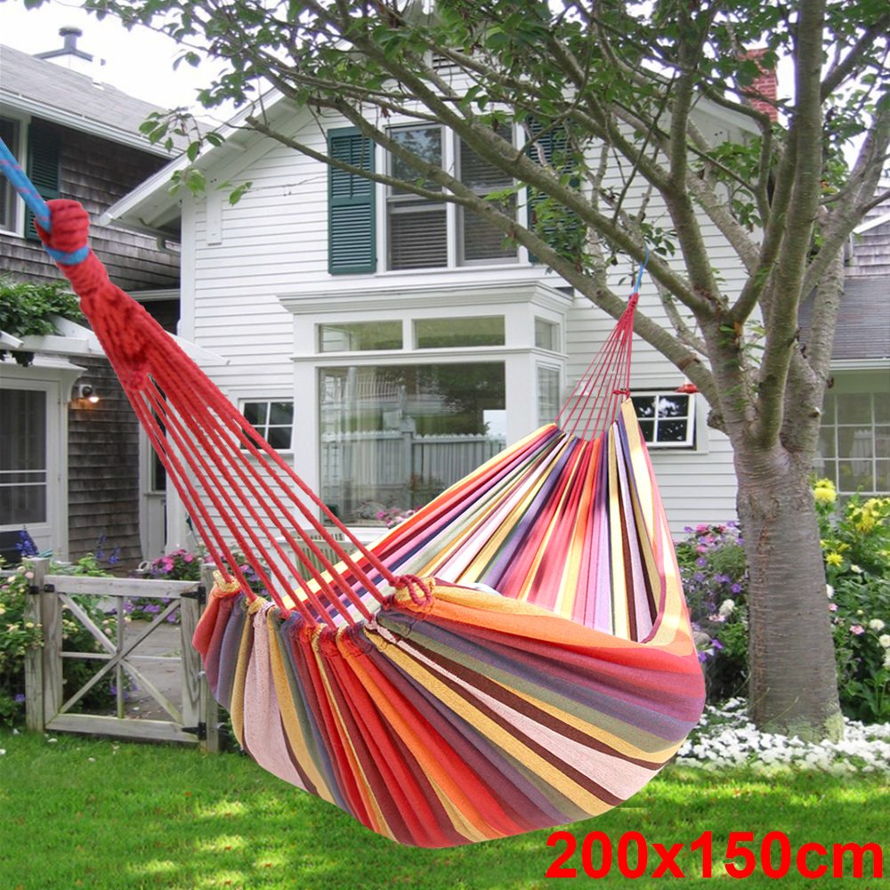 Single Person Camping Canvas Hammock Travel Outdoor Garden Swing Hanging Bed UK 