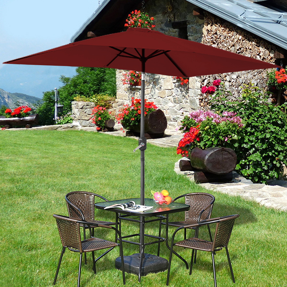 2x3m Garden Parasol Rectangle Umbrella Outdoor Patio Canopy Sun Shade Crank Tilt