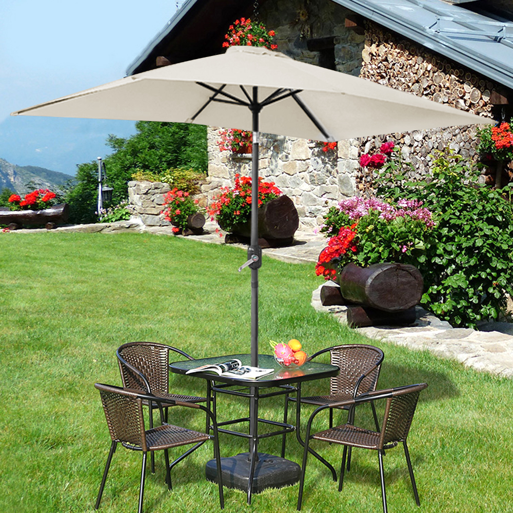 2x3M Garden Parasol Umbrella Patio Sun Shade Aluminium Crank Tilt Cream