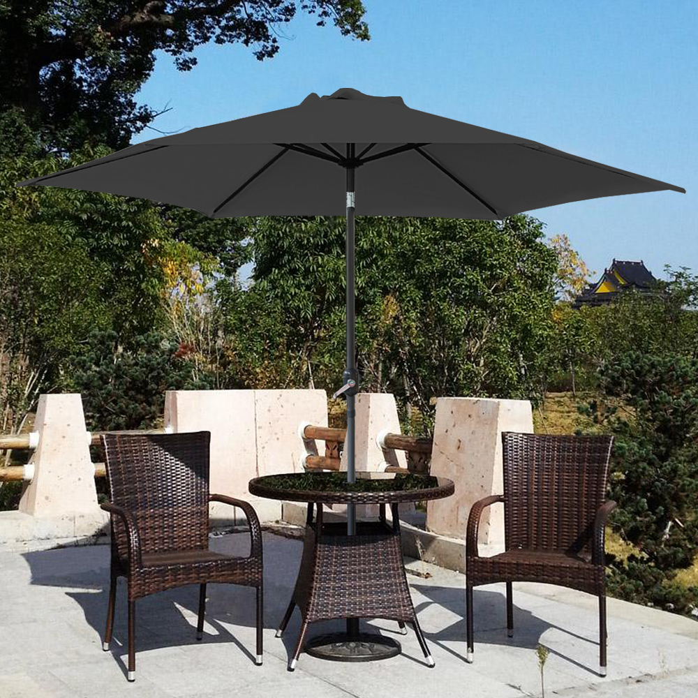 Aluminium 2.5M Round Garden Parasol Outdoor Umbrella Sun Shade Canopy Crank Tilt