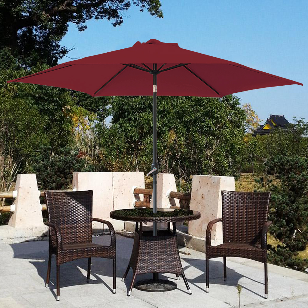 Aluminium 2.5M Round Garden Parasol Outdoor Umbrella Sun Shade Canopy Crank Tilt