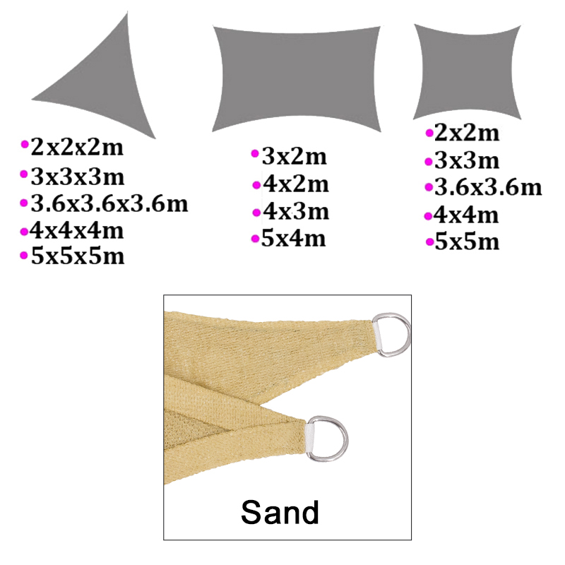 Outdoor Sun Shade Sail Patio Suncreen Awning Garden Sun Canopy 90% UV Block HDPE