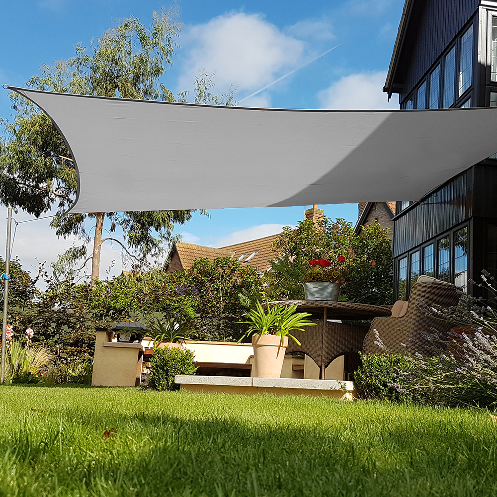 Garden Patio Sun Shade Sail Sunscreen Awning Canopy Shade 98% UV CO Block Grey 