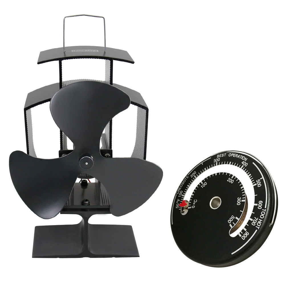 3 Blade Heat Powered Wood Burning Stove Fan Magnetic Stove