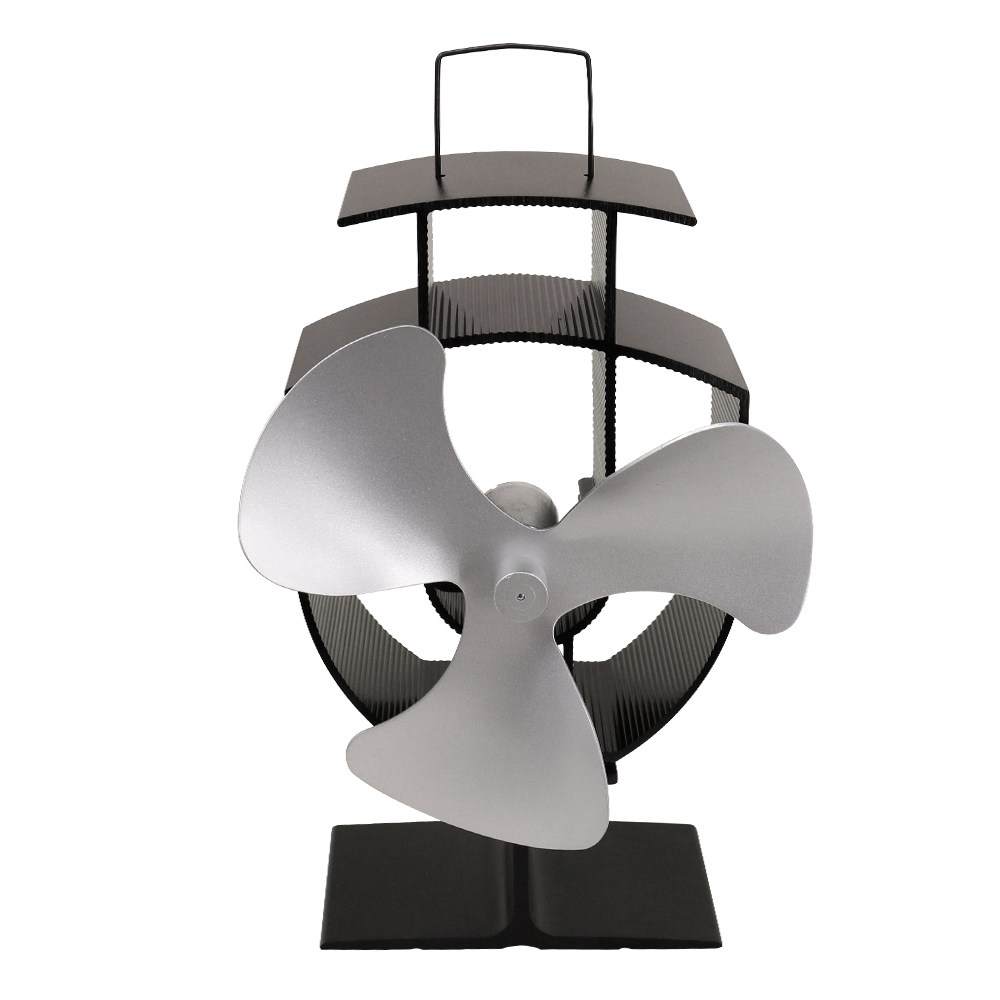 3 Blade Heat Powered Wood Log Burning Fire Burner Silver Mini Stove Top