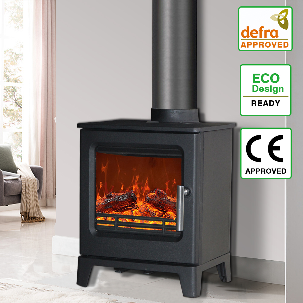 Defra 4.3KW Cast Iron Wood Log Burner Woodburning Stove Eco Design