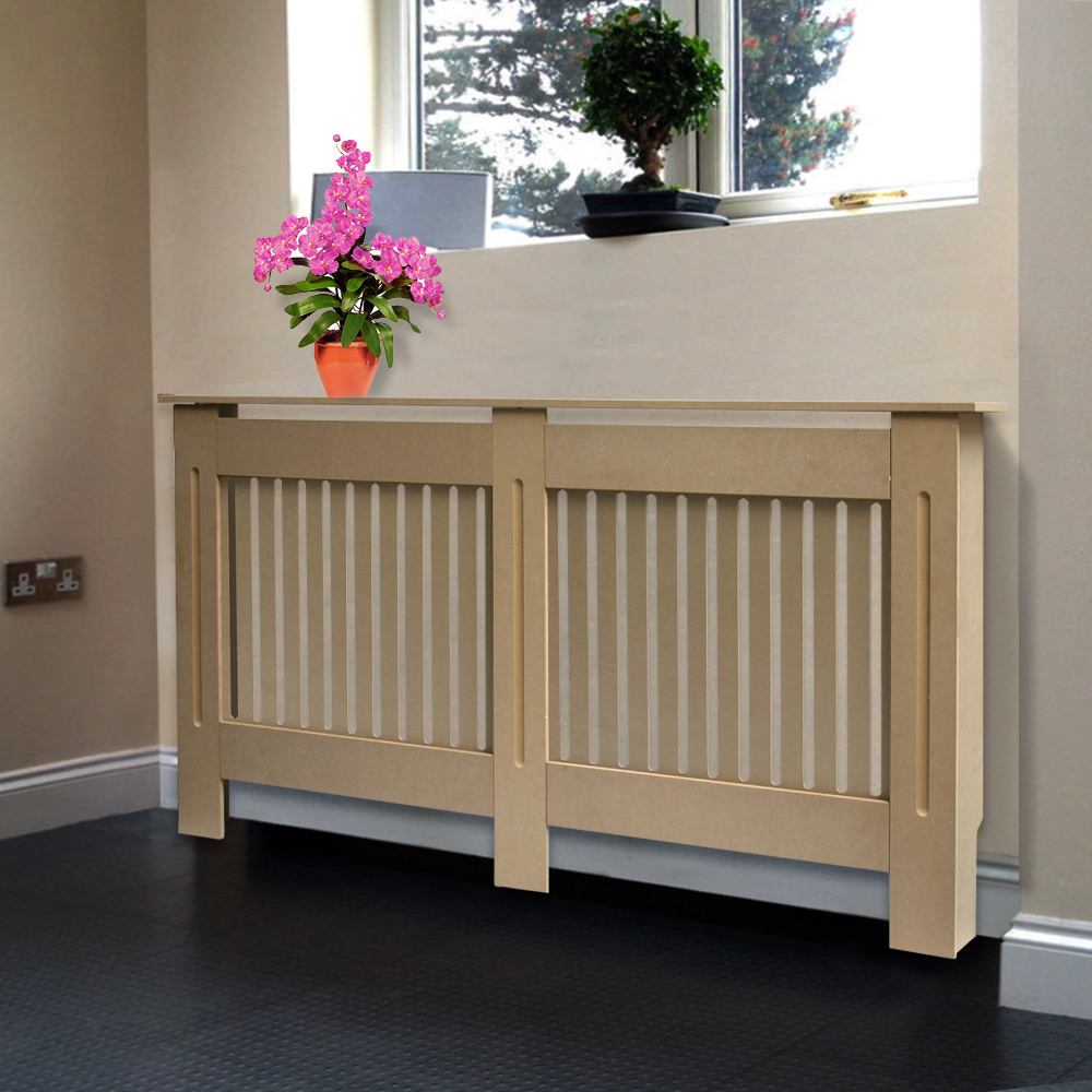 MDF Vertical Slats Unpainted Radiator Cover Home Wall Covers