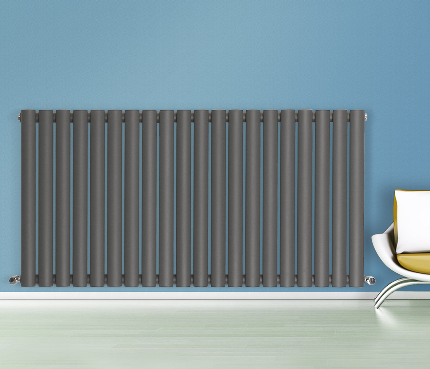 Anthracite Designer Oval Column Panel Radiators Central Heating Single