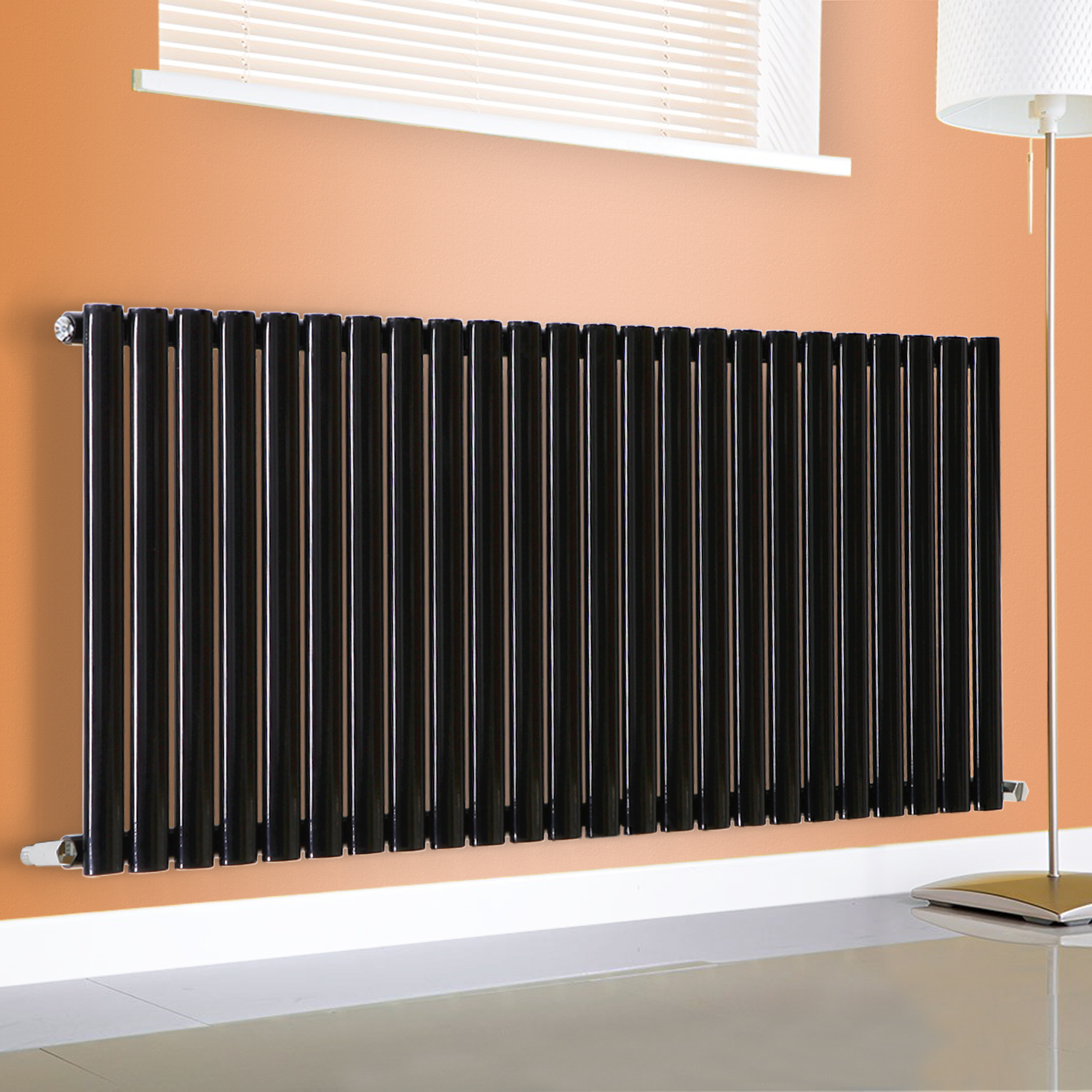 Horizontal Designer Oval Column Single Panel Radiators Black White ...