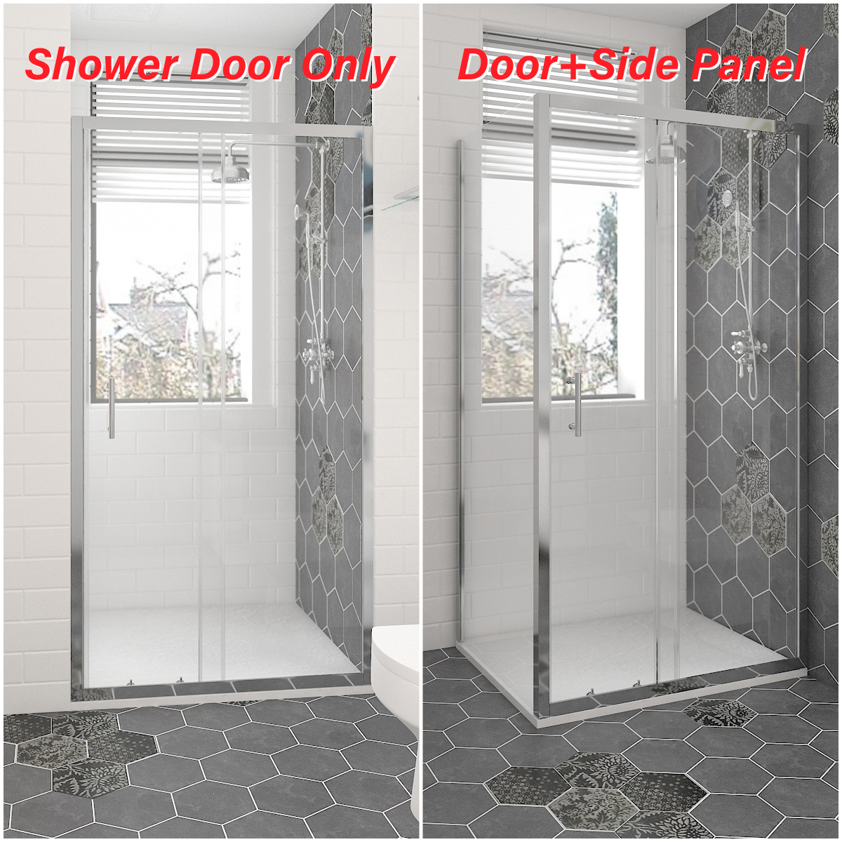 Single/Double Sliding Shower Enclosure Door Glass Screen Walk In Cubicle Tray