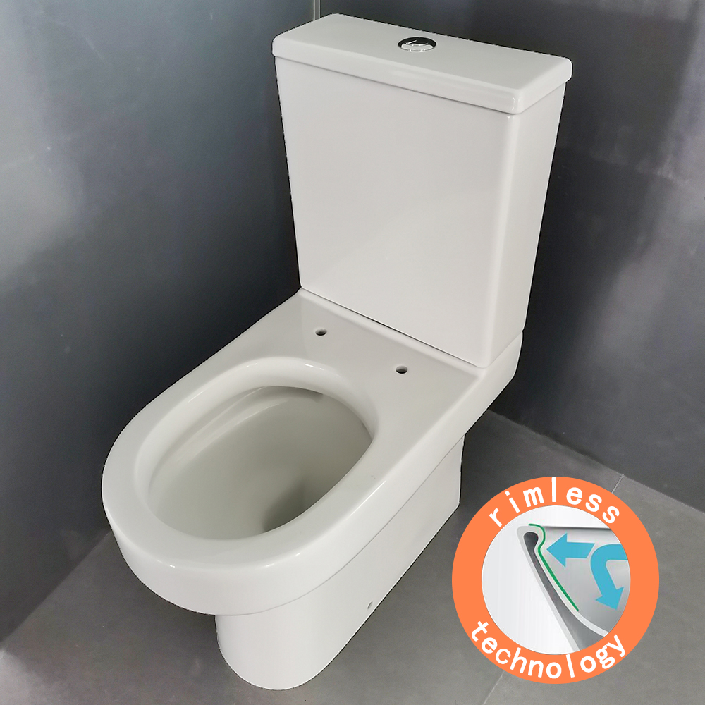 Close Coupled Bathroom Toilet White Ceramic WC Pan Cistern Soft Close