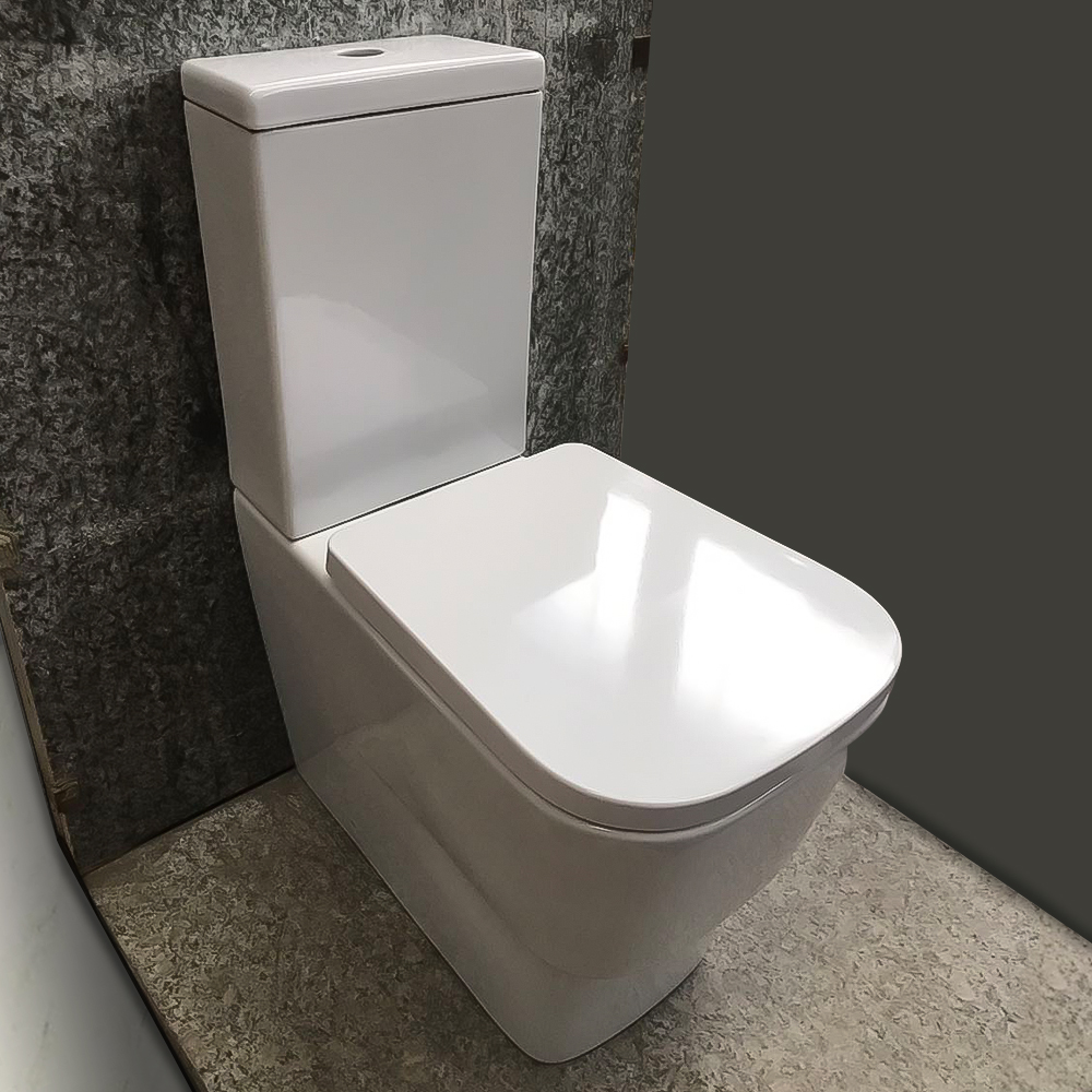 Close Coupled Bathroom Toilet White Ceramic WC Pan Cistern Soft Close Seat eBay