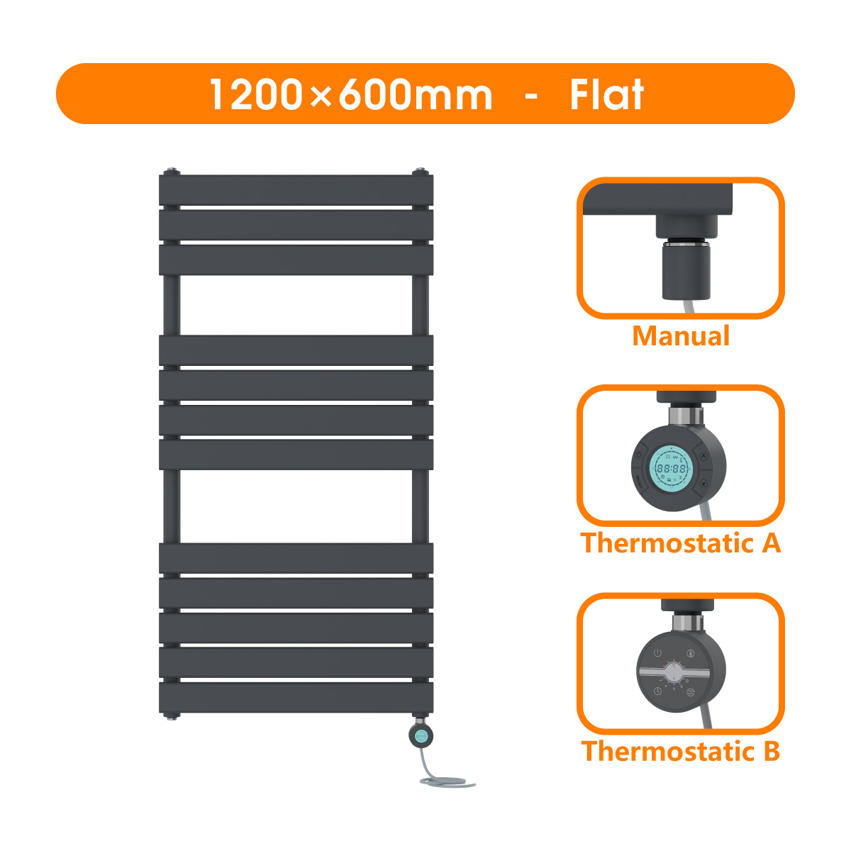 Electric Heated Towel Rail Prefilled Warmer Curved Straight Flat Panel Radiator
