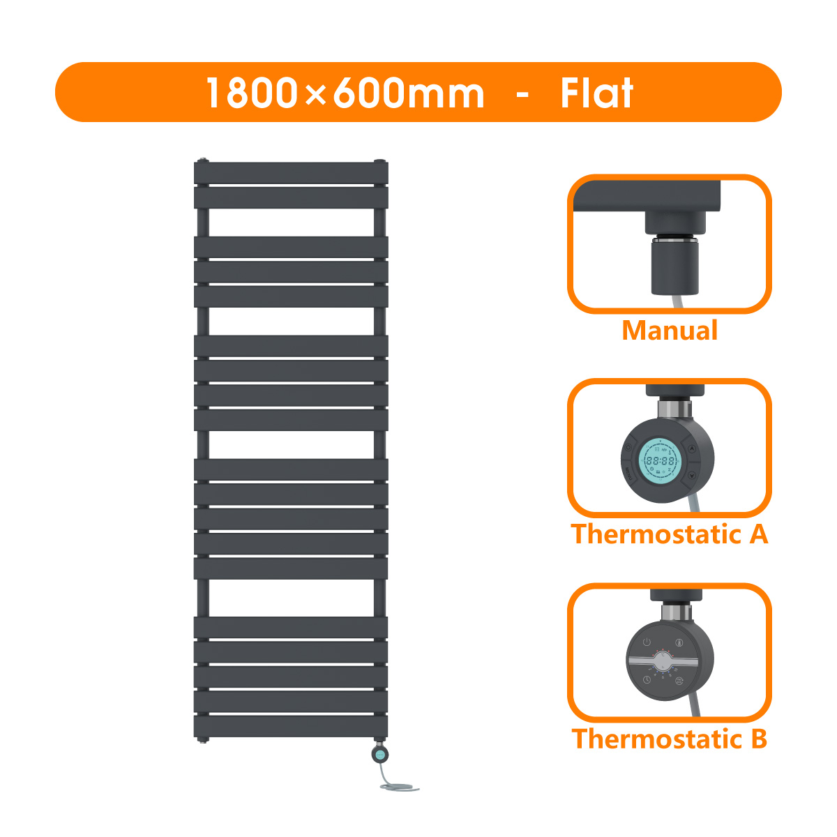 Electric Heated Towel Rail Prefilled Warmer Curved Straight Flat Panel Radiator
