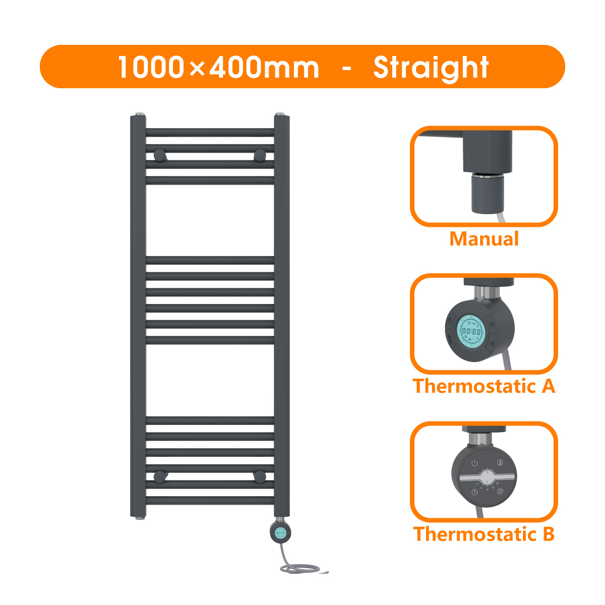 Electric Heated Towel Rail Prefilled Warmer Curved Straight Flat Panel Radiator