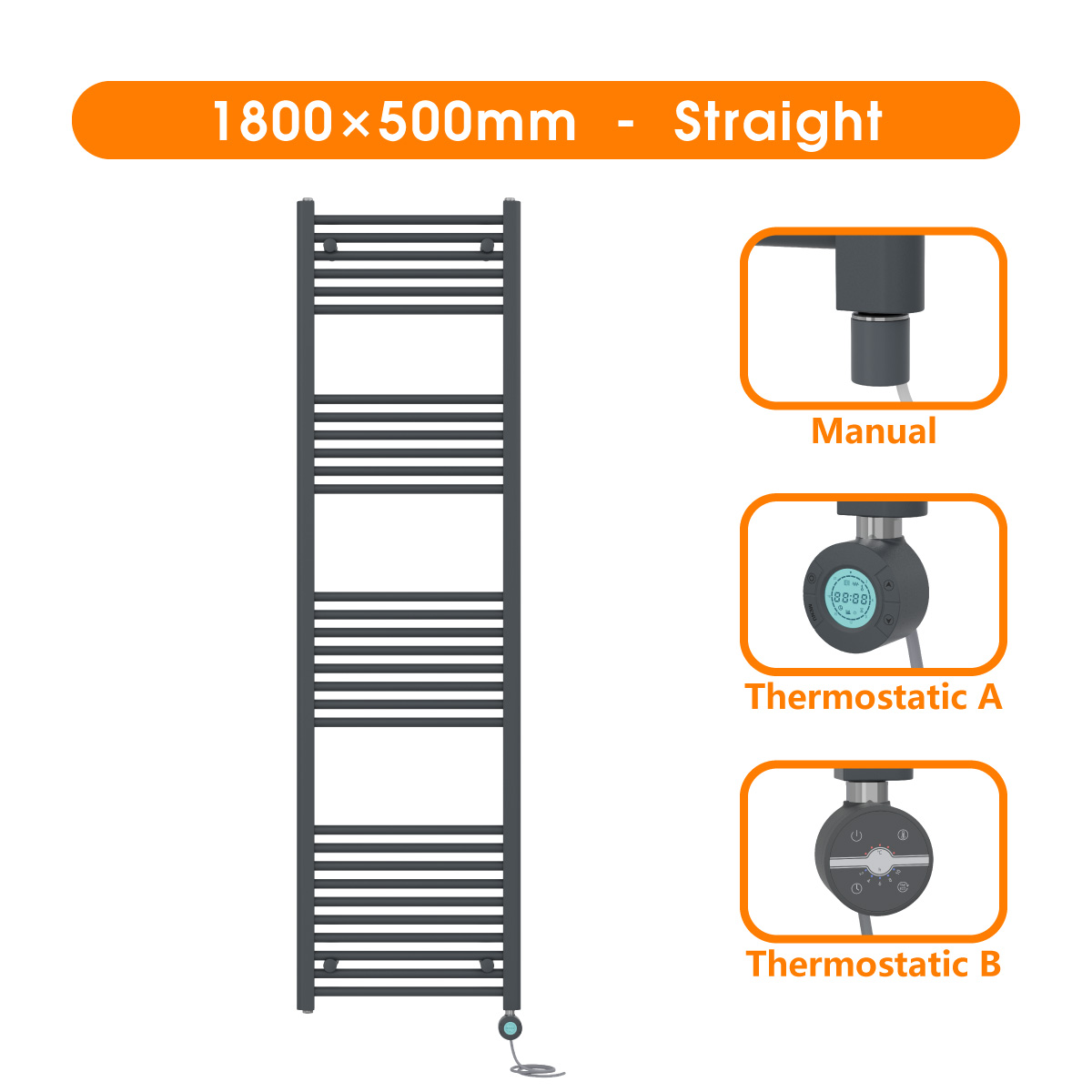 Electric Heated Towel Rail Prefilled Warmer Curved Straight Flat Panel Radiator
