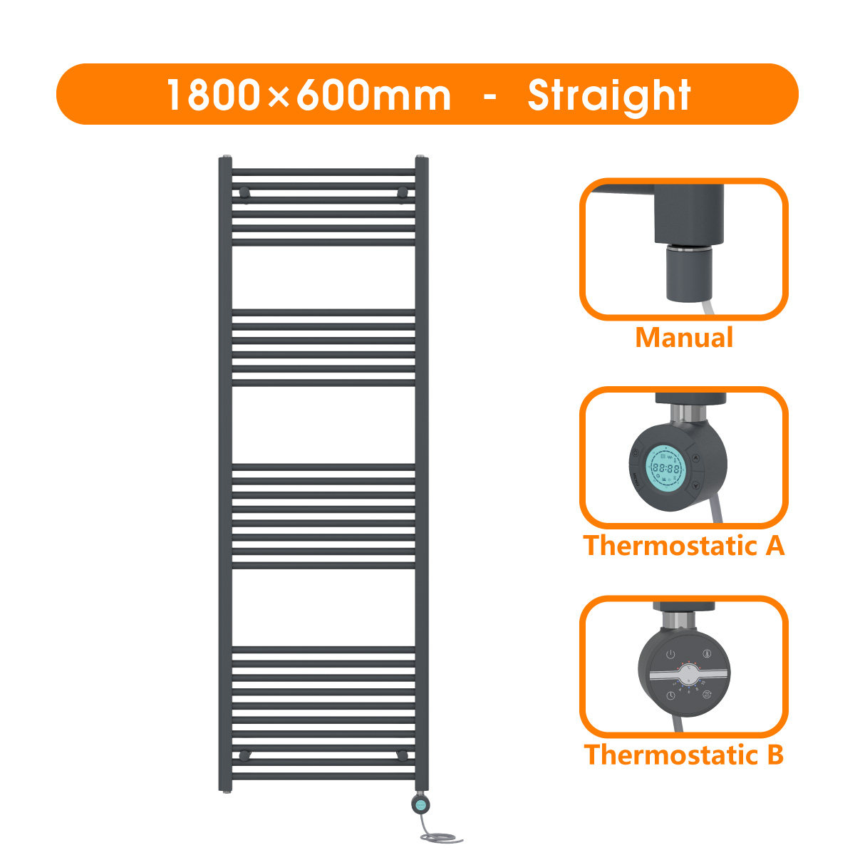 Electric Heated Towel Rail Prefilled Warmer Curved Straight Flat Panel Radiator