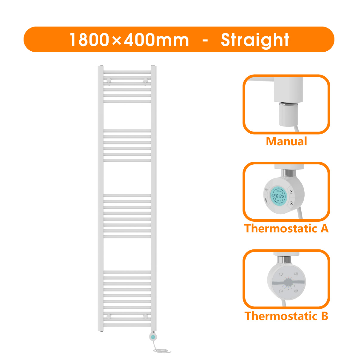 Prefilled Straight Curved Flat Panel Electric Heated Towel Rail Radiator White