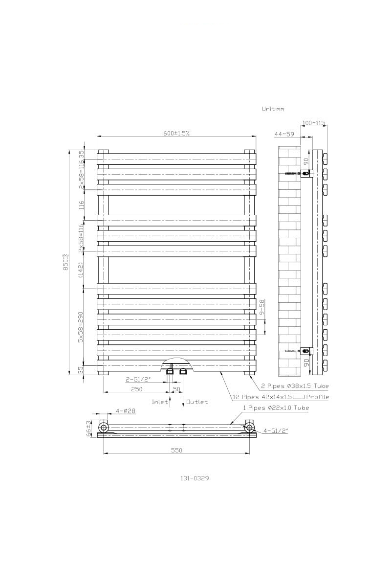 Designer Flat Panel Bathroom Heated Towel Rail Radiator Ladder Warmer ...