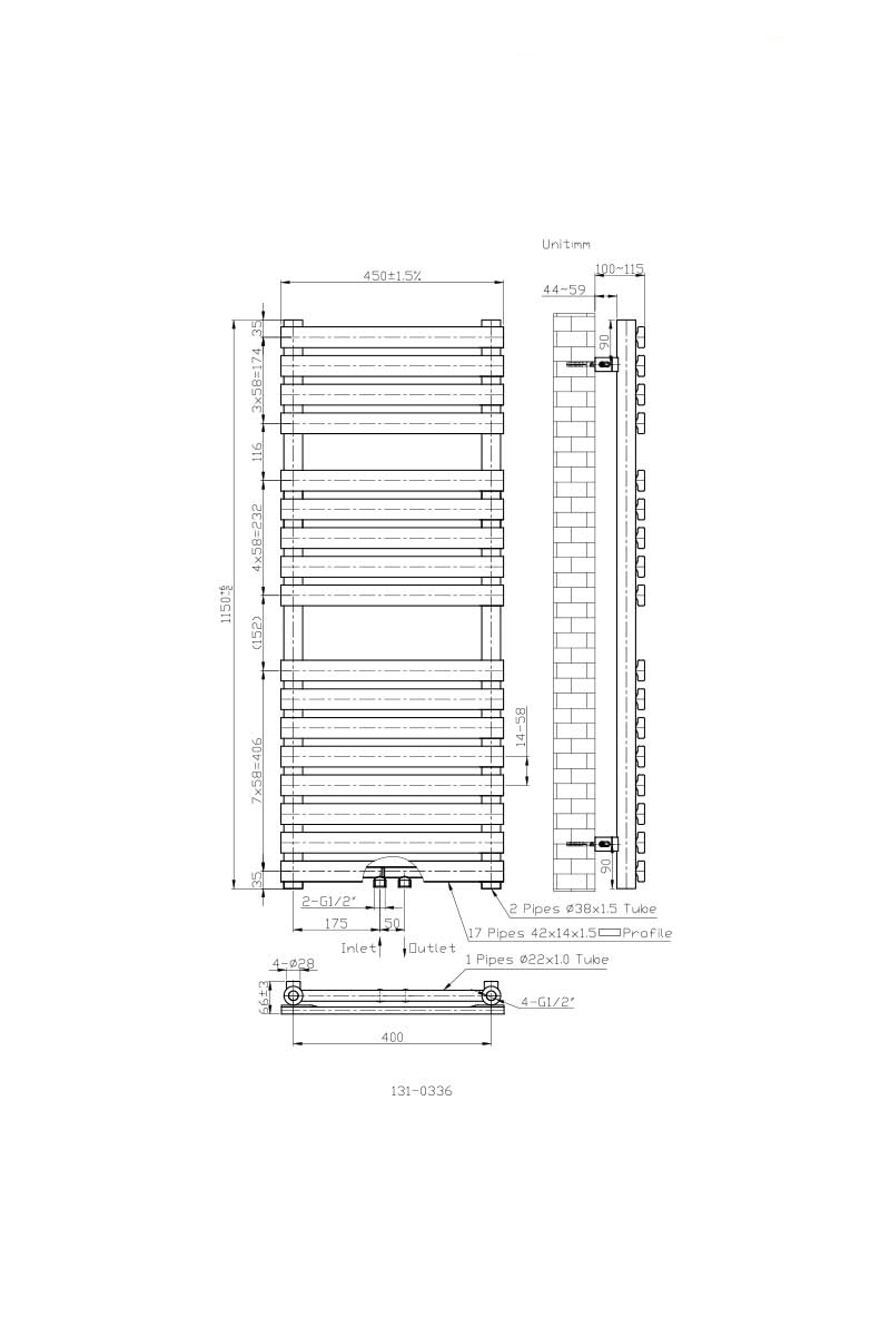 Designer Flat Panel Bathroom Heated Towel Rail Radiator Ladder Warmer ...