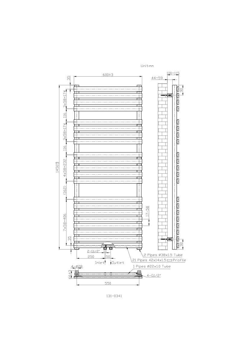 Designer Flat Panel Bathroom Heated Towel Rail Radiator Ladder Warmer ...