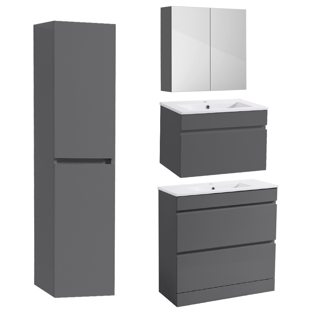 Bathroom Sink Vanity Unit Basin Storage Tall Mirror Furniture