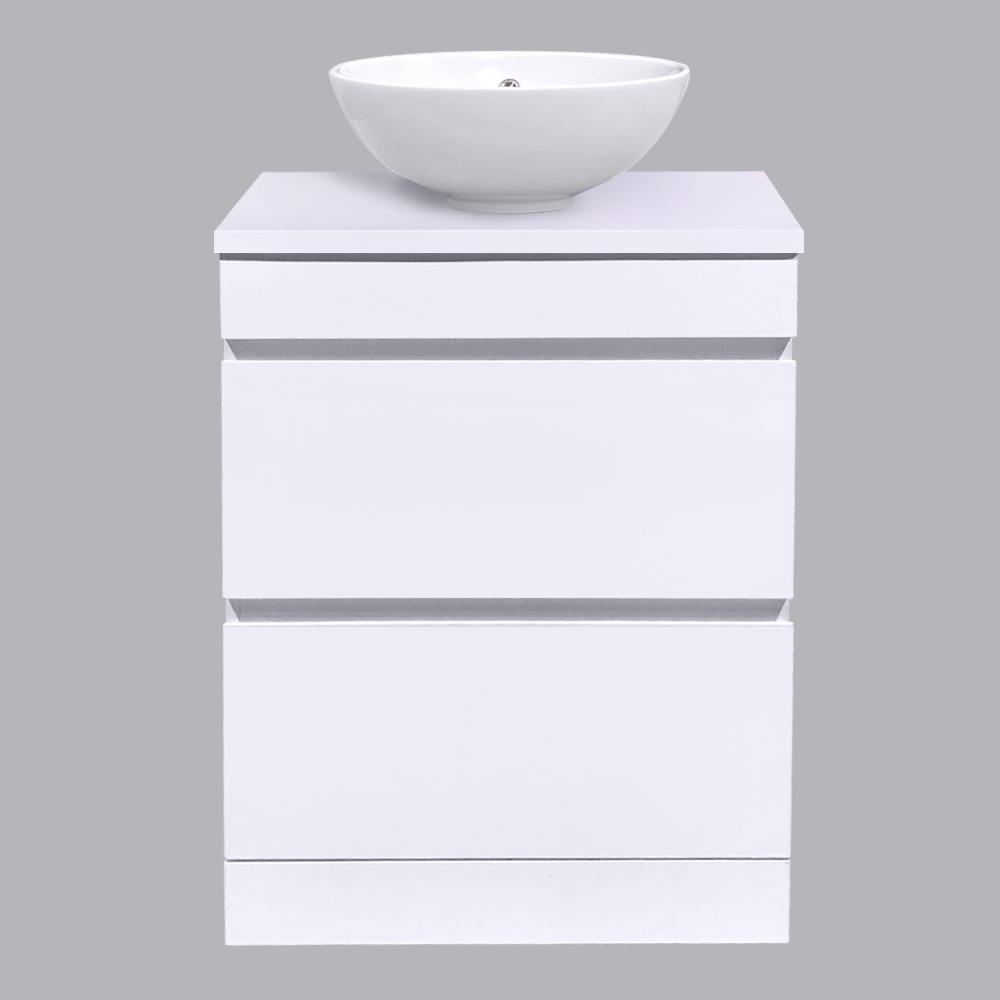 600mm Bathroom Vanity Unit Countertop Basin Cabinet 2 Drawer Storage Gloss White 7425650140082 1923