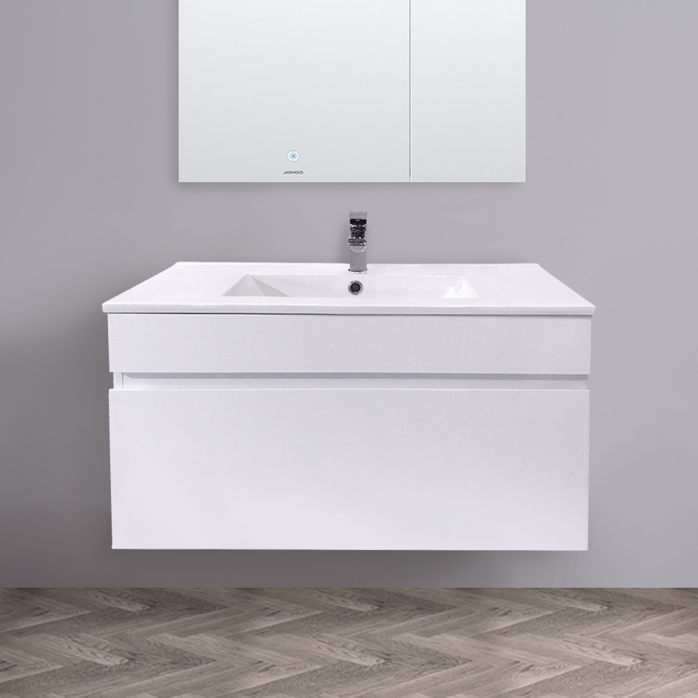 800 mm Bathroom Basin Sink Vanity Unit Wall Hung Storage Gloss White