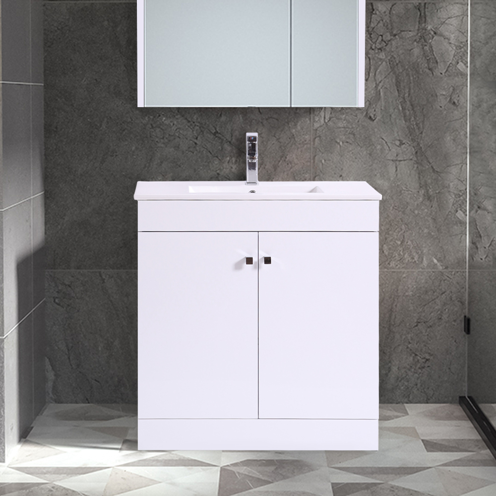 800mm Bathroom Vanity Unit Basin Storage 2 Door Cabinet Furniture Gloss ...