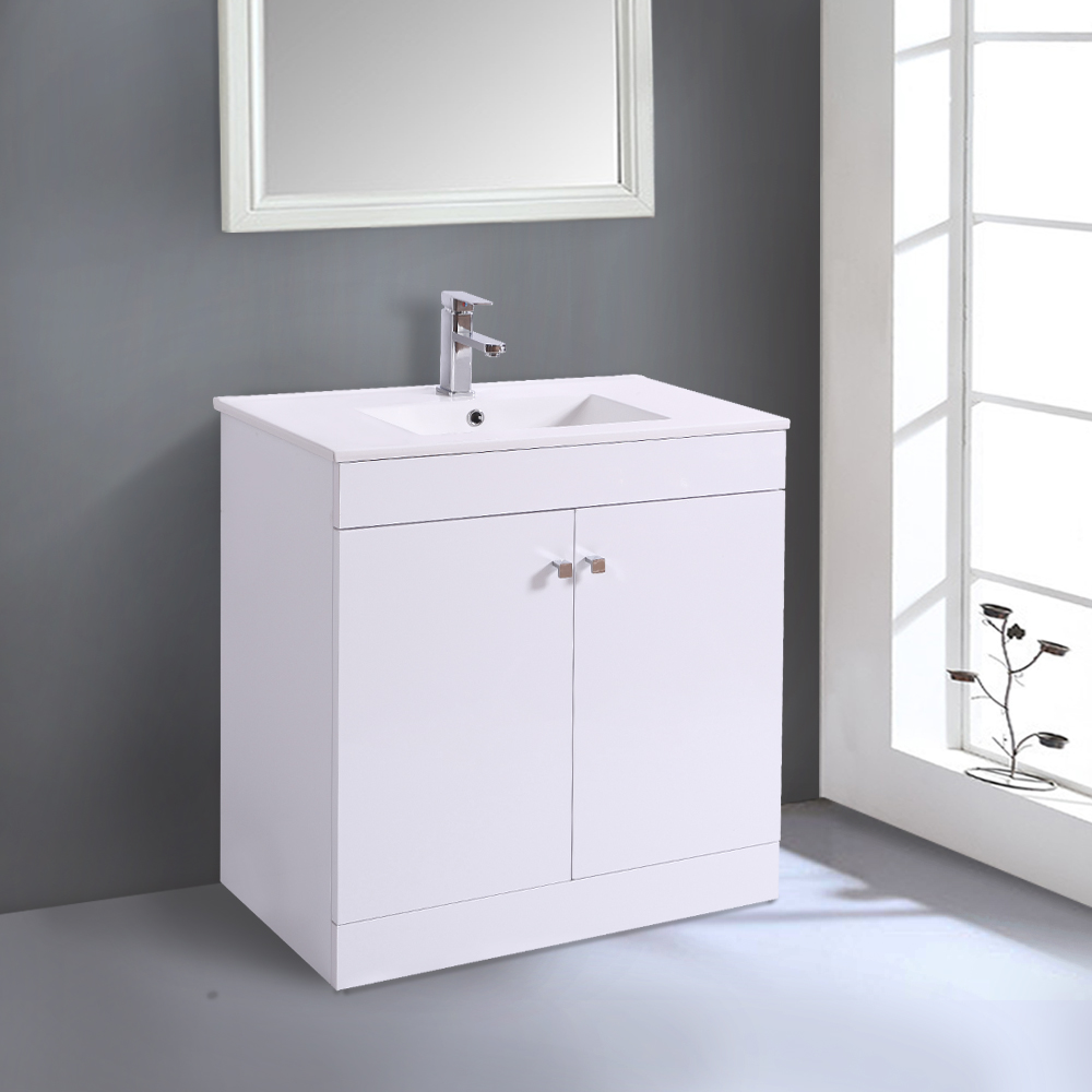 800mm Bathroom Vanity Unit Basin Storage 2 Door Cabinet Furniture Gloss White Ebay