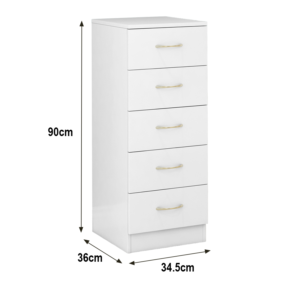 5 DRAWERS CHEST of Drawers Narrow Tall Bedroom Hallway Storage