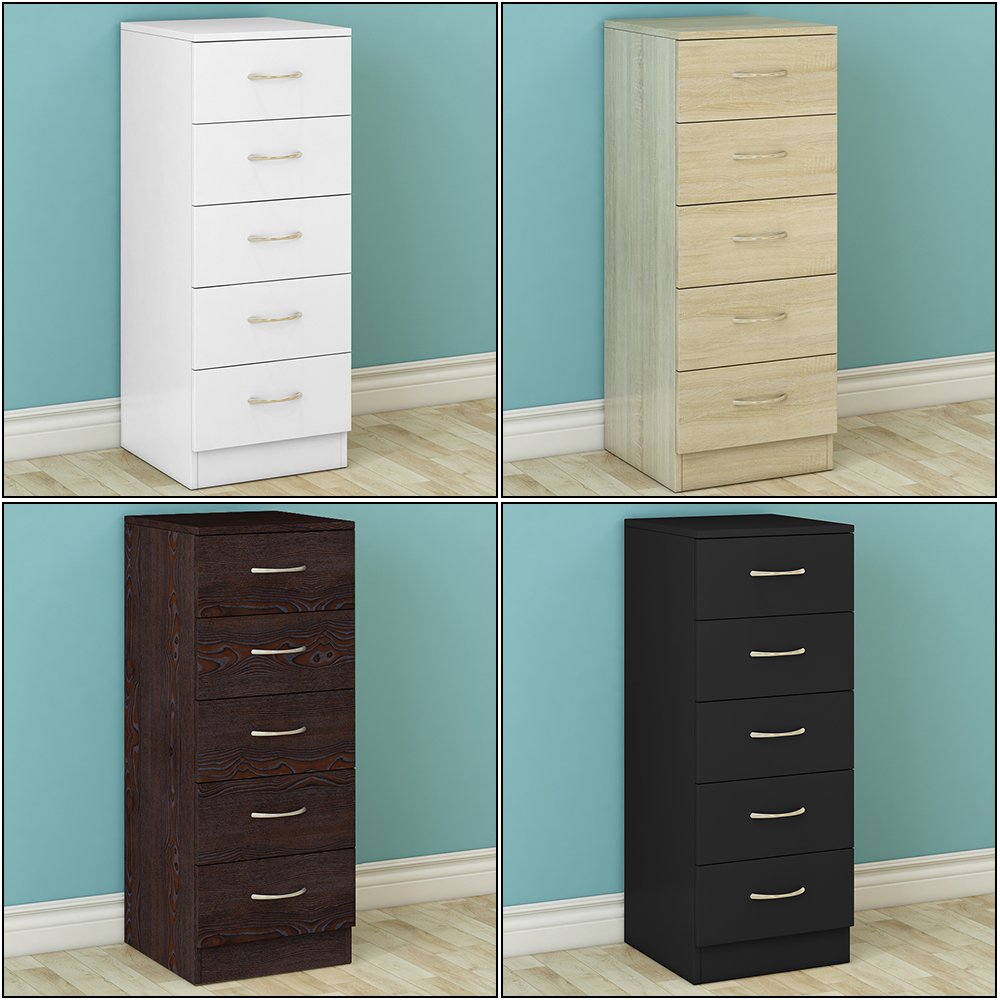 5 Drawers Chest of Drawers Narrow Tall Bedroom Hallway Storage