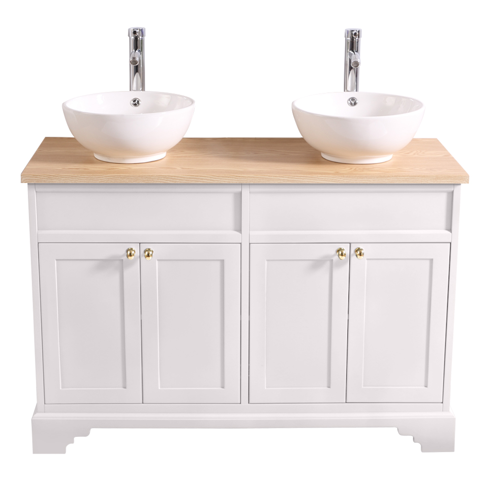 Bathroom Traditional Vanity Unit Countertop Basin Storage Cabinet Ivory