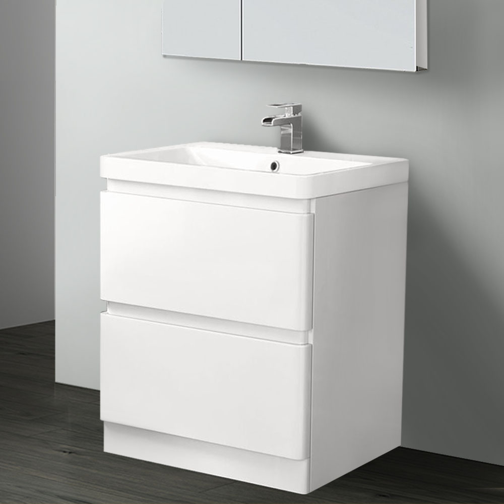 800mm Bathroom Vanity Unit Basin Sink 2 Drawer Furniture Gloss