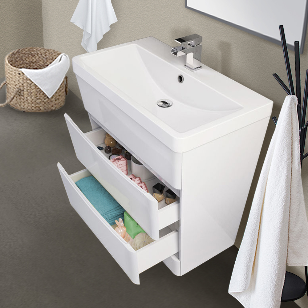 Bathroom Basin Vanity Unit Drawers Cabinet Tall Cupboard Furniture Toilet White | eBay